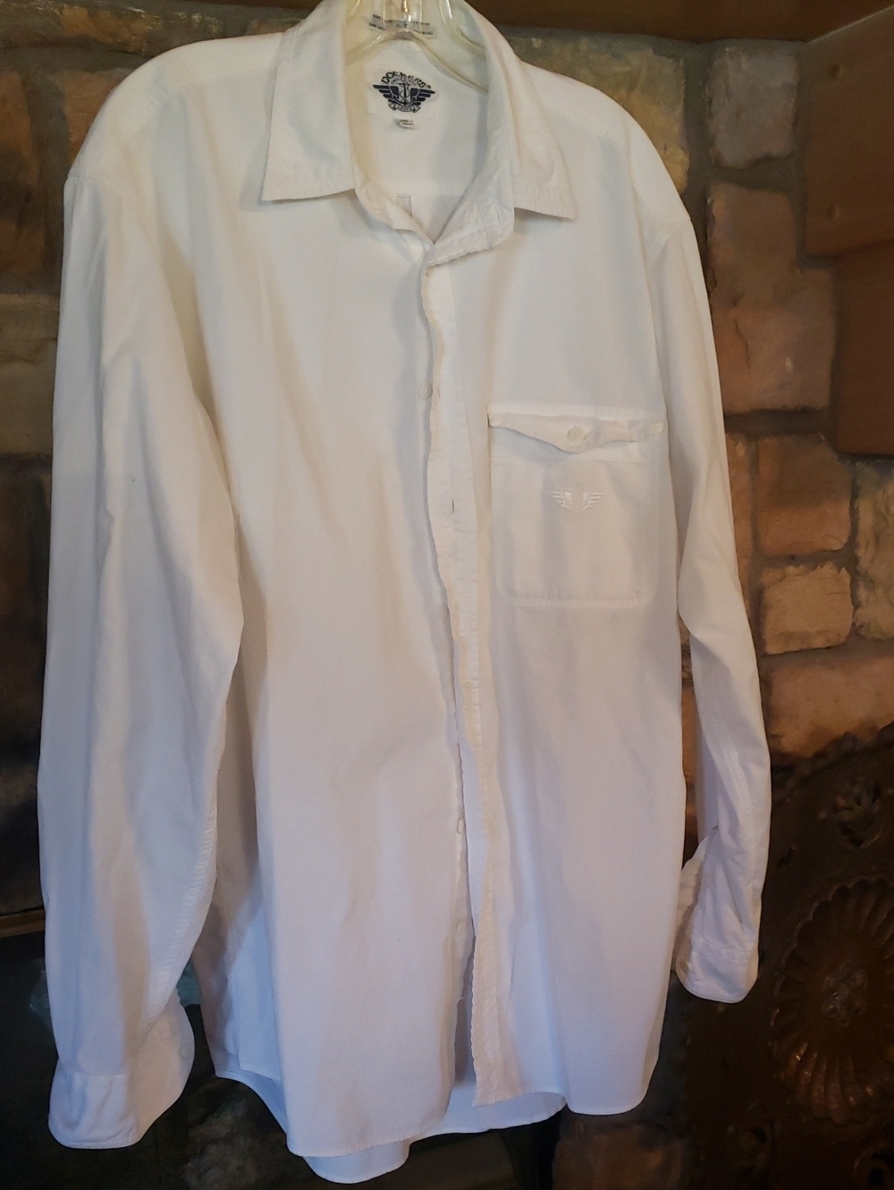 Dockers Men's White Long-Sleeve Dress Shirt